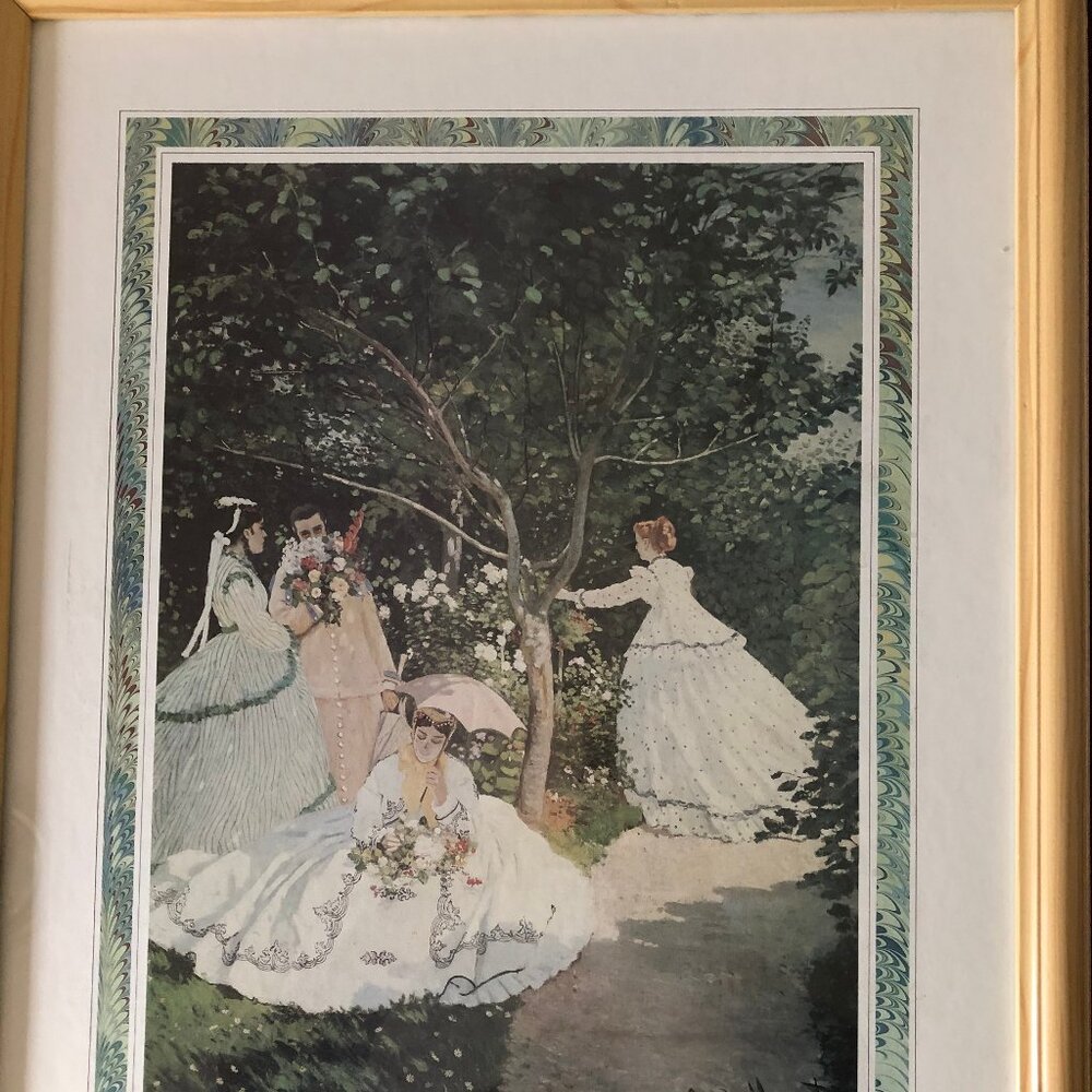 Claude Monet "women in the garden" print wood framed wall art home decor